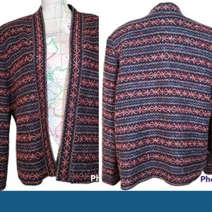 Vintage 80s Henry Lee Artsy Gray Rust Mohair Embroidered Blazer Jacket Size 18